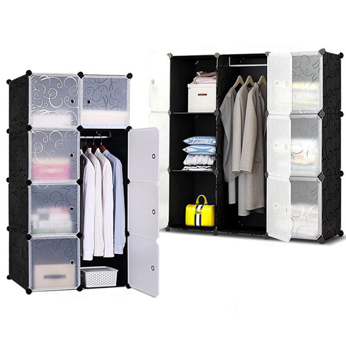 Wardrobe Cabinet 8 Cubes Black Stripes Diy Clothes Organiser
